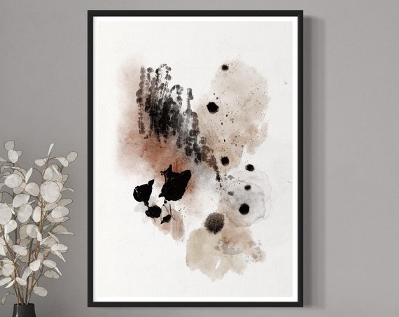 Minimalist Abstract Print Scribble Line Art Contemporary Wall Design Neutral Artwork Nude Tones Sophisticated Wall Decor Modern Home Gift