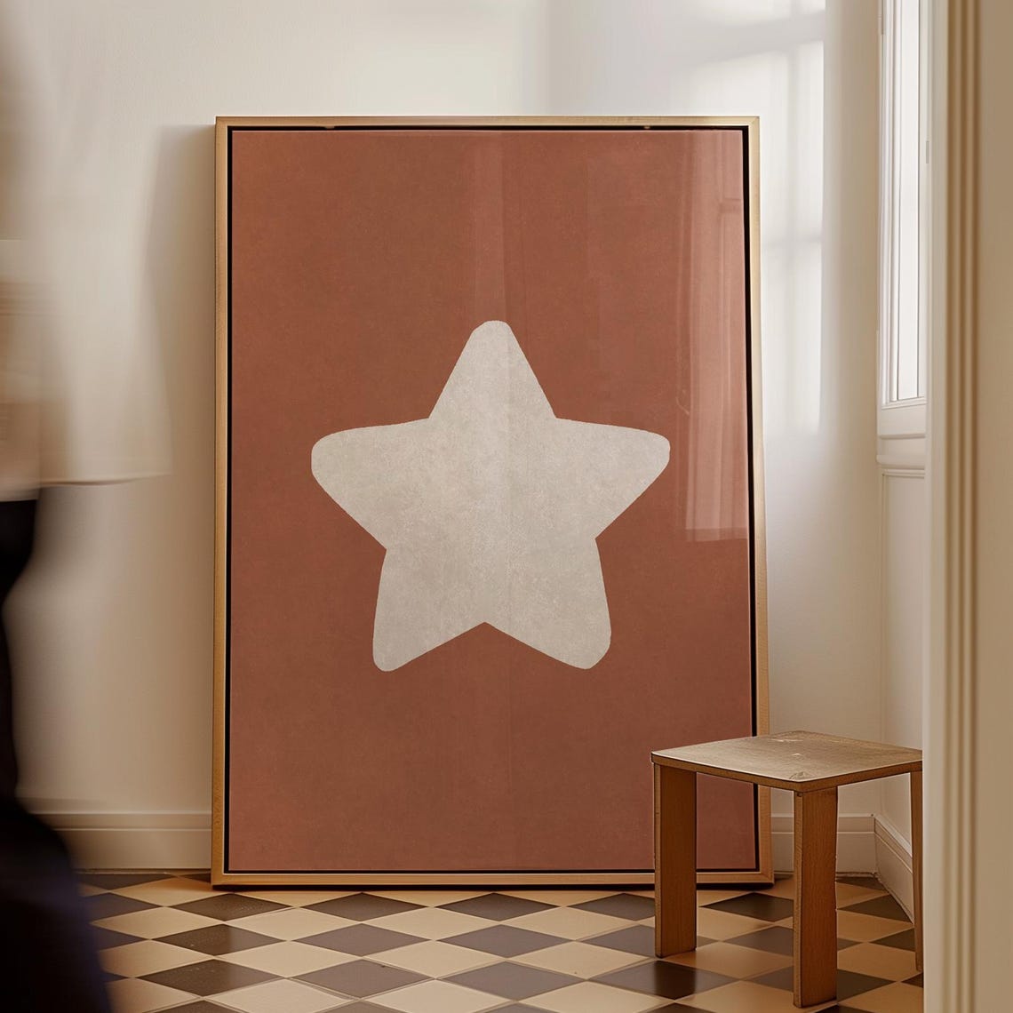 Bold Cream Star On Terracotta Minimalist Wall Decor Art Poster