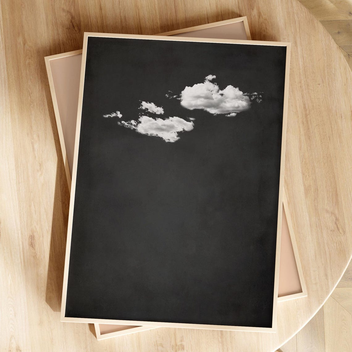 Dark Grey Cloud Minimalist Wispy White Clouds Moody Sky Poster