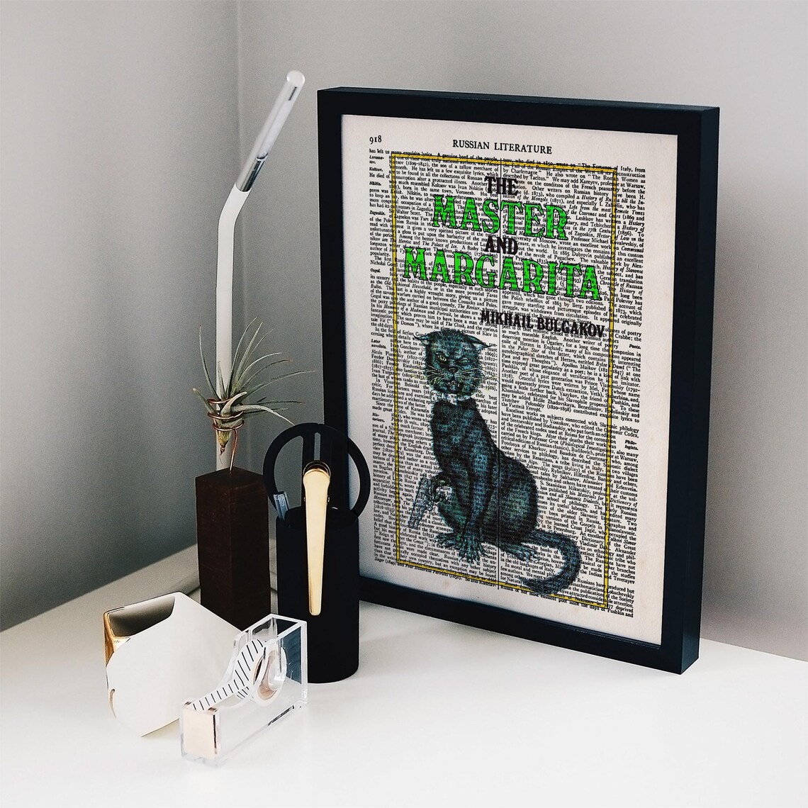 The Master And Margarita Mikhail Bulgakov Black Cat Dictionary Art Poster - Image 2