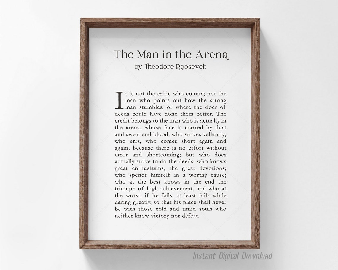 Theodore Roosevelt The Man In The Arena Speech Full Text Wall Poster