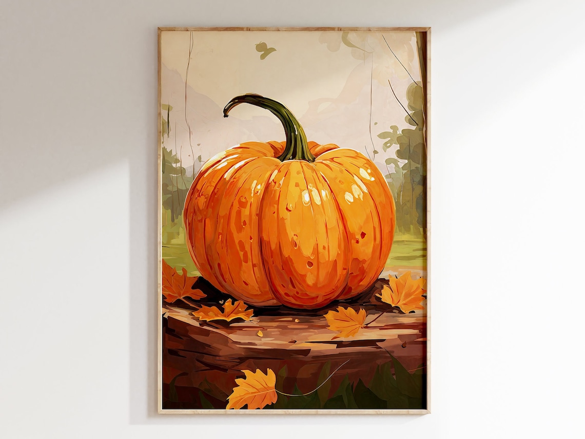 Pumpkin Fall Decor Print, Farmhouse Autumn Wall Art