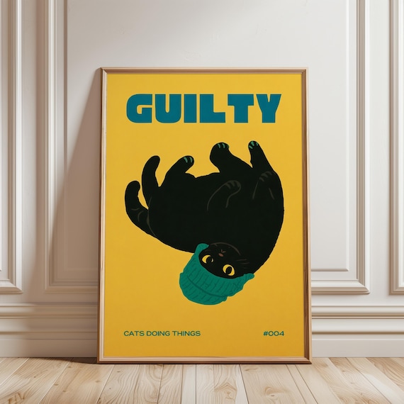 Funny Dog Poster Guilty Print Cute Pet Wall Art Cartoon Decor