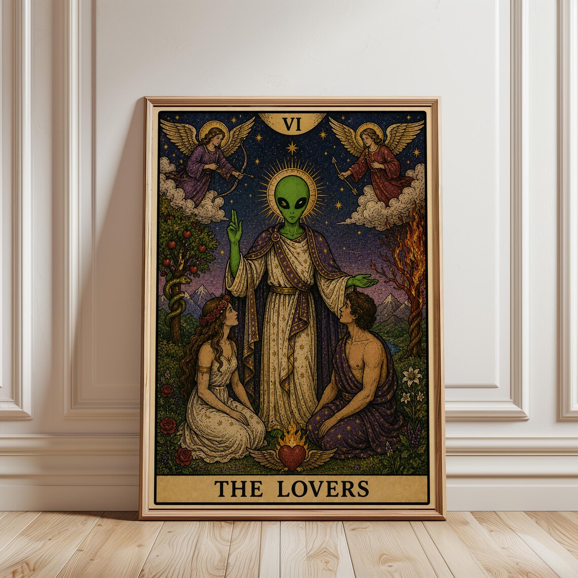 The Lovers Tarot Card, Gothic Celestial Decor