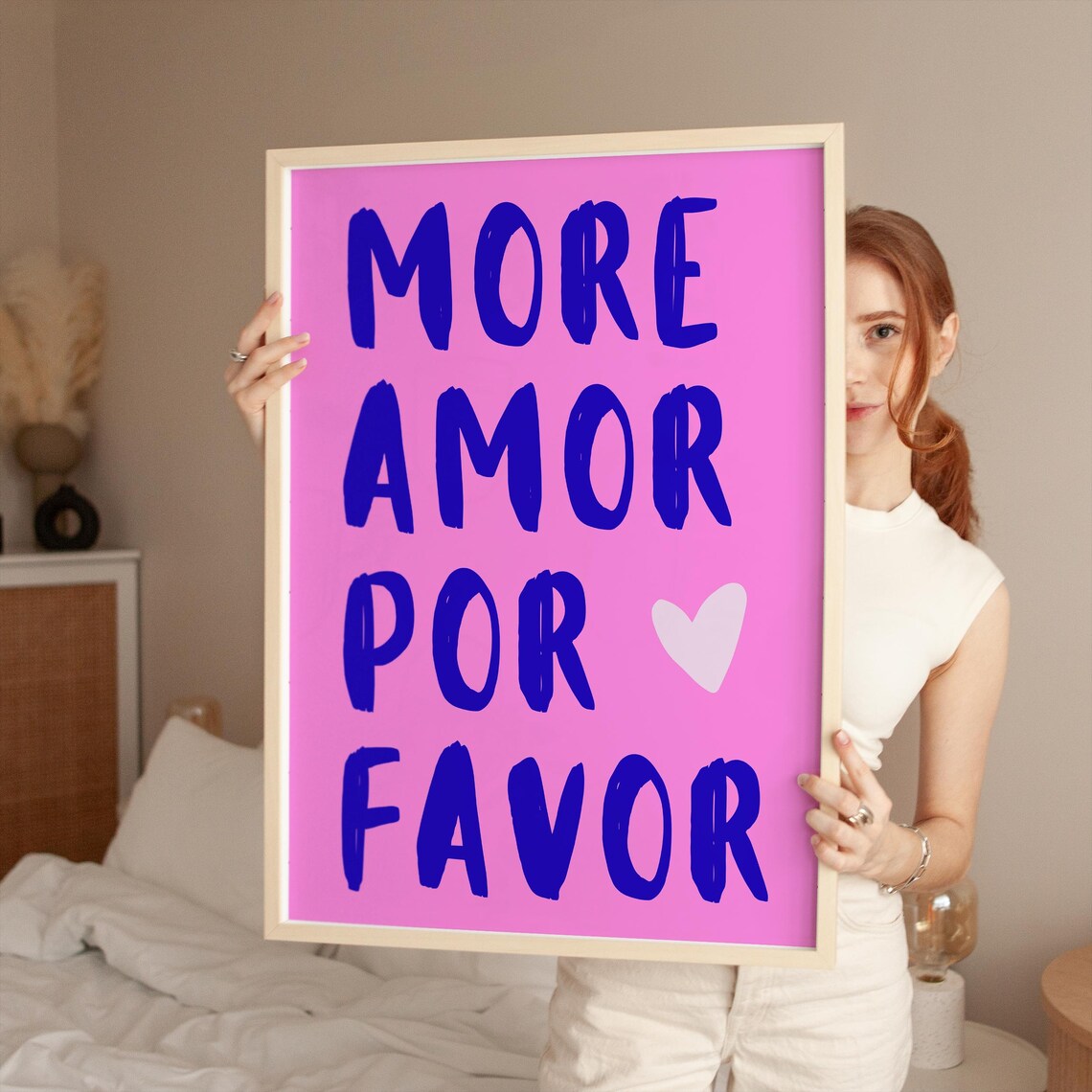 More Amor Por Favor Pink Typography Love Quote Preppy Dorm Poster