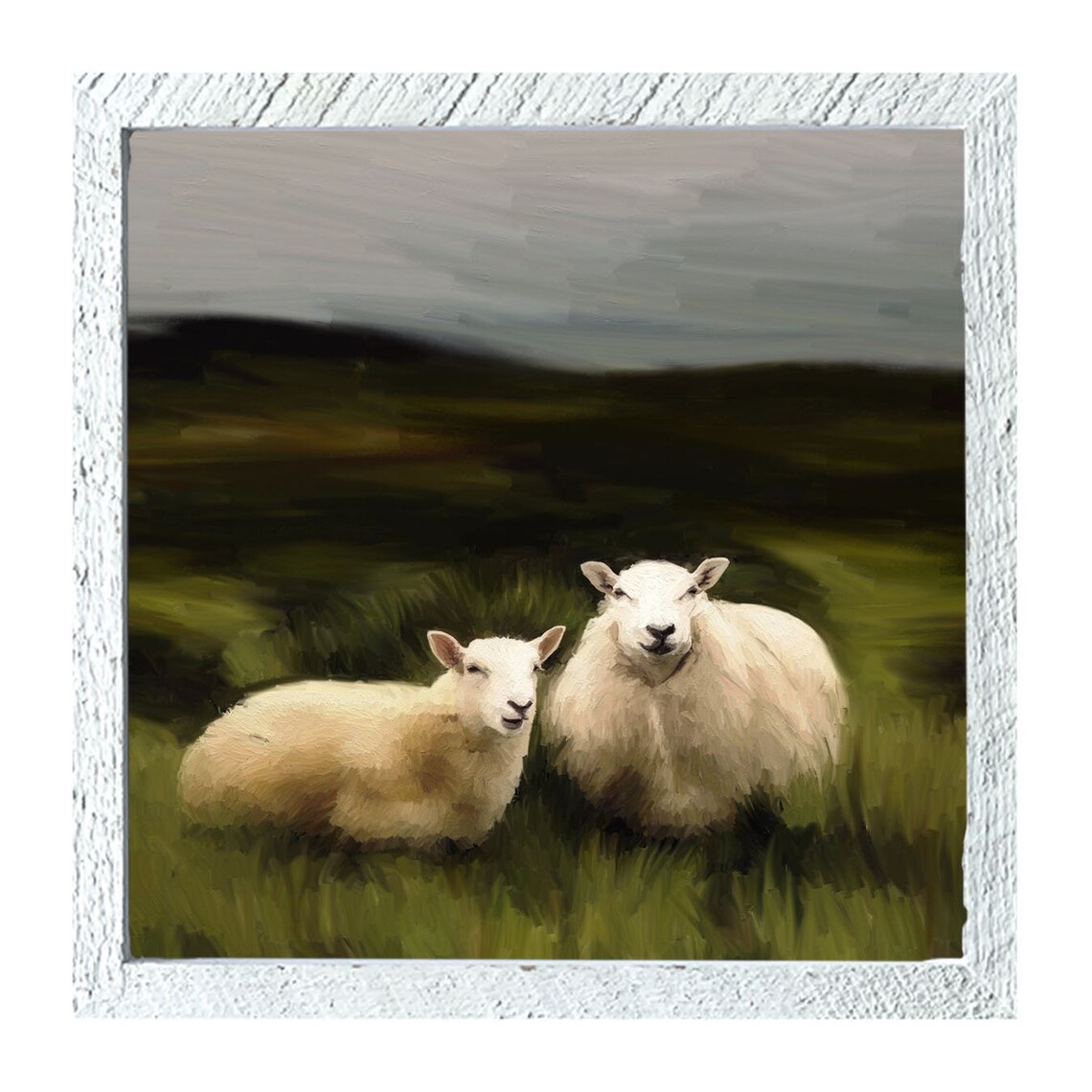 Two Sheep in a Pasture Art Print, Farm Animal - Image 3