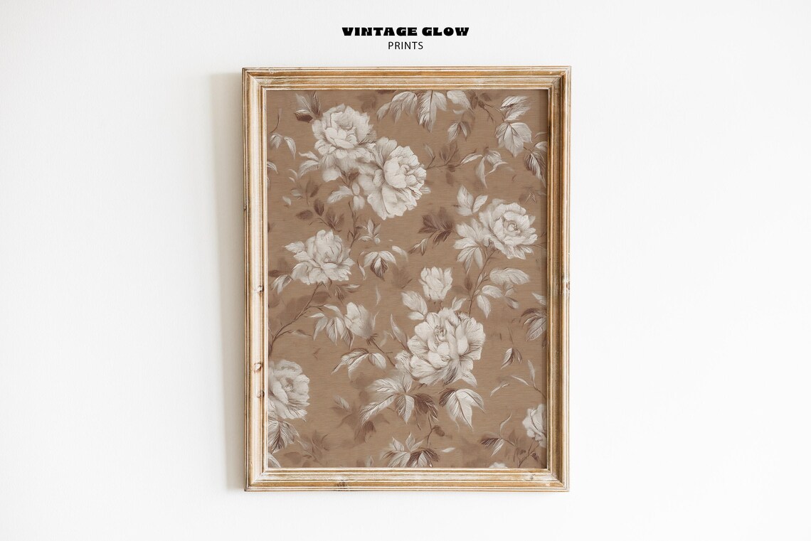 Vintage Floral Burnt Orange Botanical Art Print