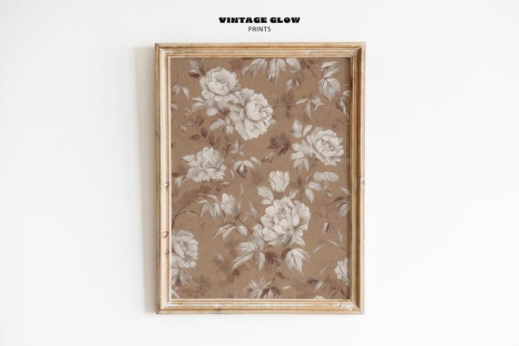 Vintage Floral Burnt Orange Botanical Art Print