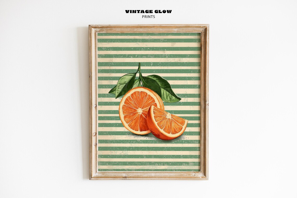 Orange Fruit Vintage Farmhouse Kitchen Art Print