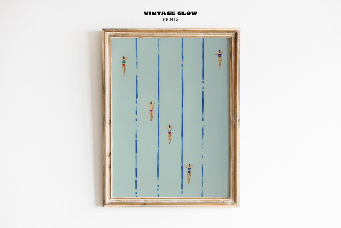 Tiny Swimmers Minimalist Summer Art Print