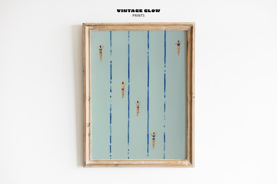 Tiny Swimmers Minimalist Summer Art Print