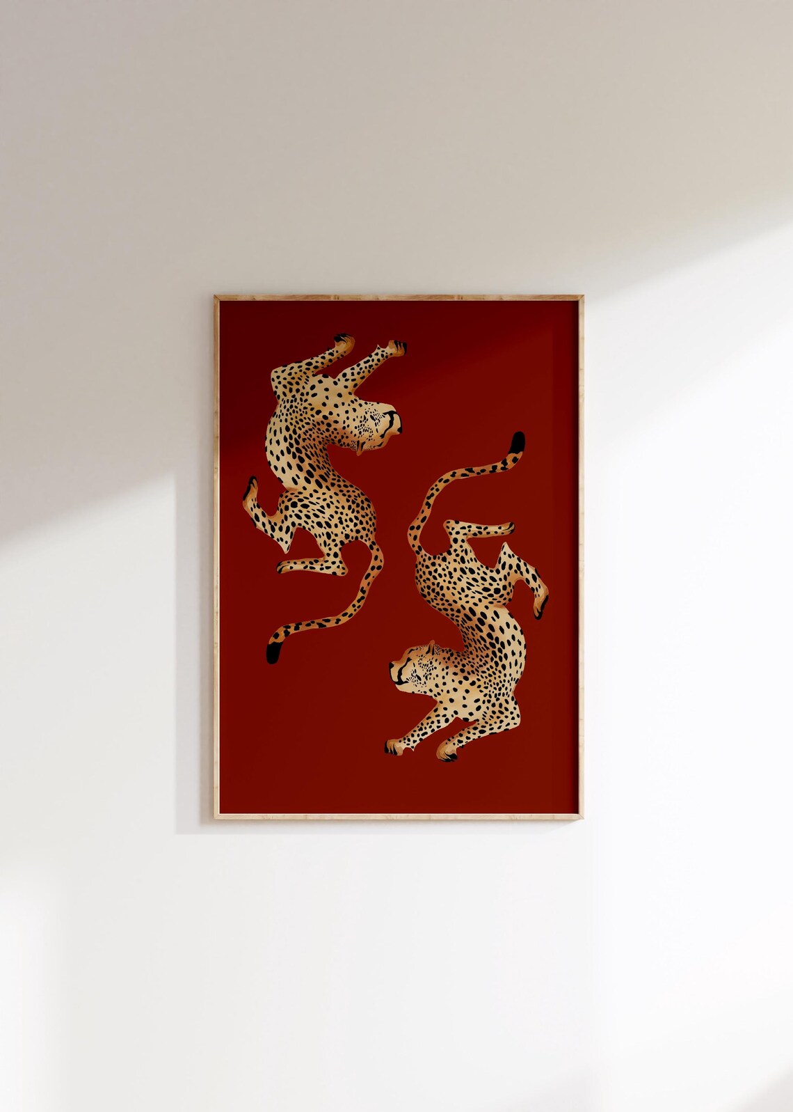 Red Cheetah Animal Print Retro Funky Poster