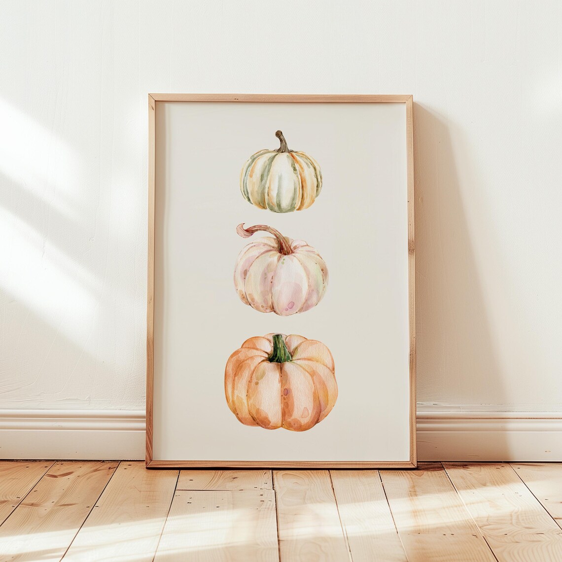 Watercolor Pumpkins Stacked Trio Fall Farmhouse Autumn Poster