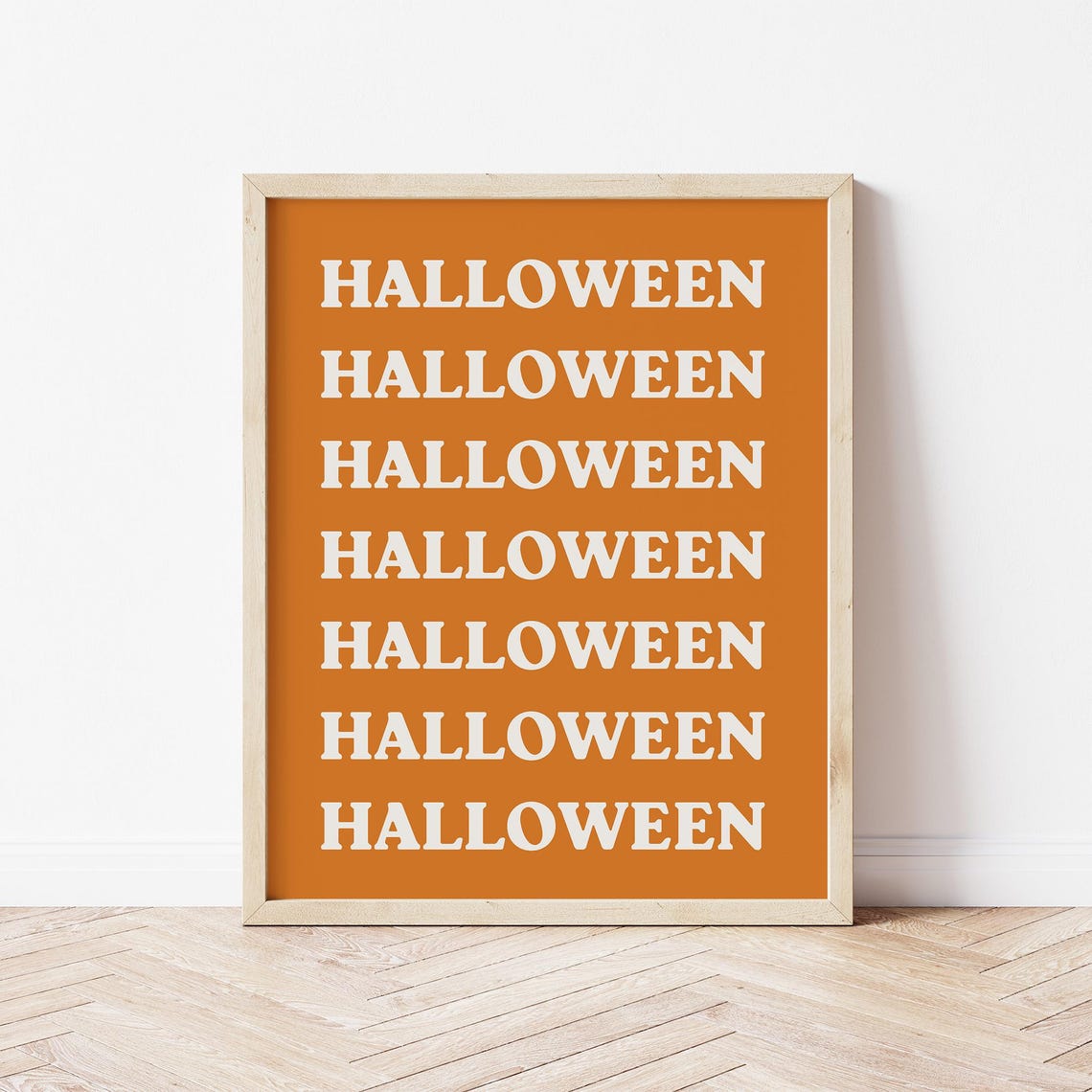 Halloween Repeated Typography Burnt Orange Fall Holiday Poster - Image 4