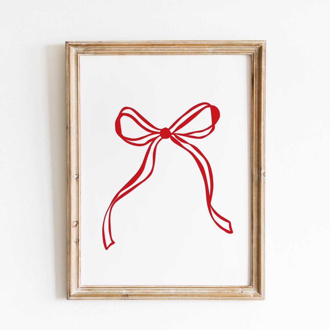 Red Ribbon Bow Hand Drawn Line Art Coquette Minimalist Style Poster