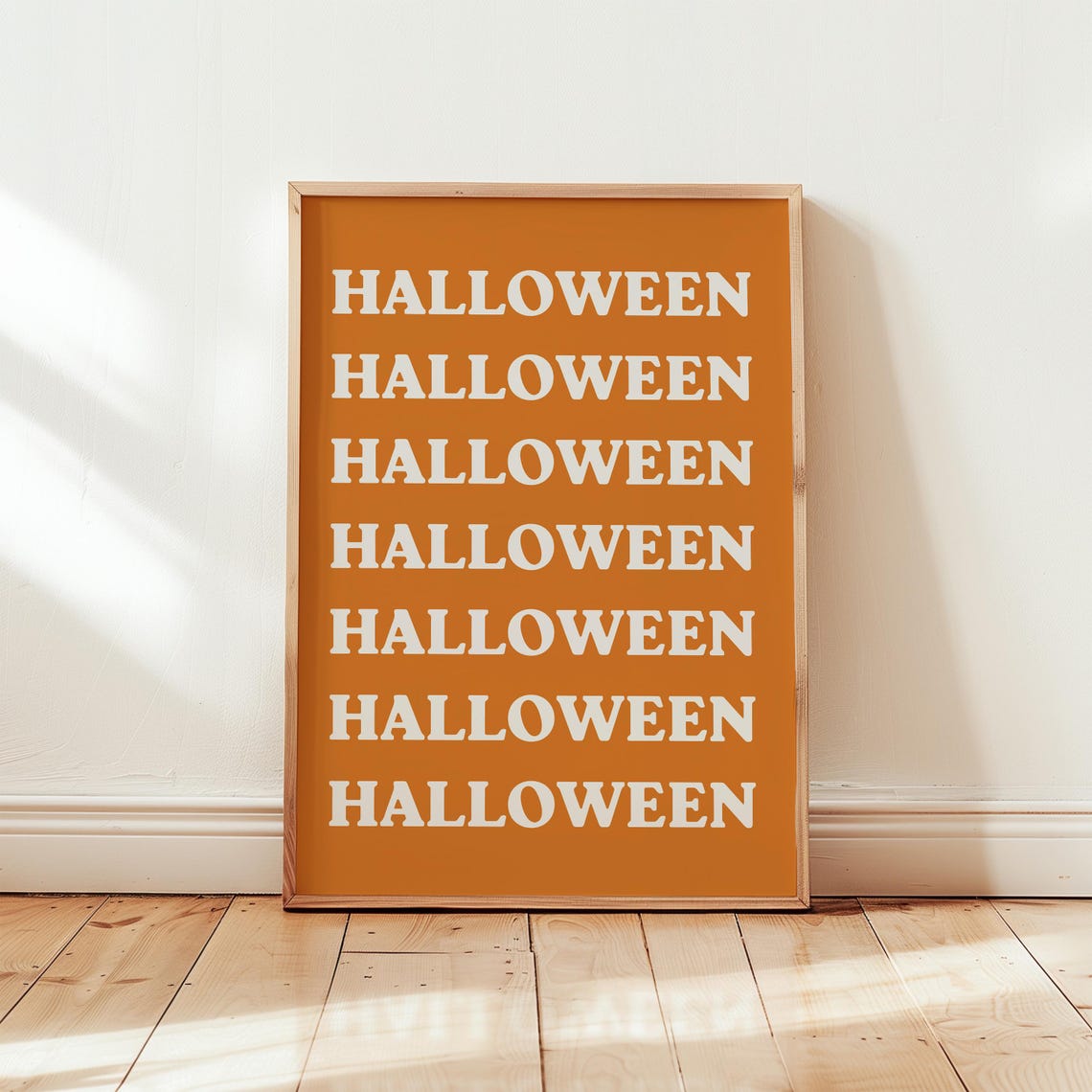 Halloween Repeated Typography Burnt Orange Fall Holiday Poster