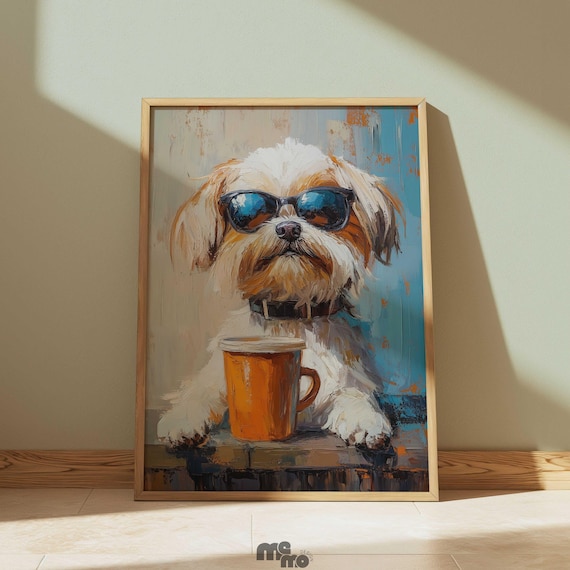 Shih Tzu Dog Coffee Art, Funny Pet Portrait