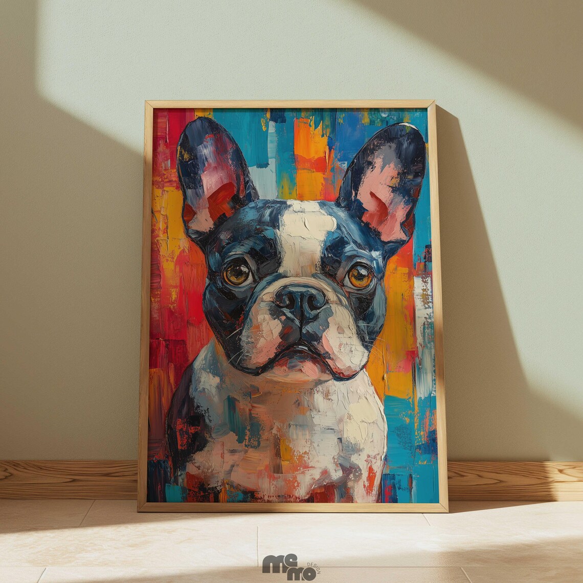 French Bulldog Colorful Impressionist Dog Portrait Art Poster