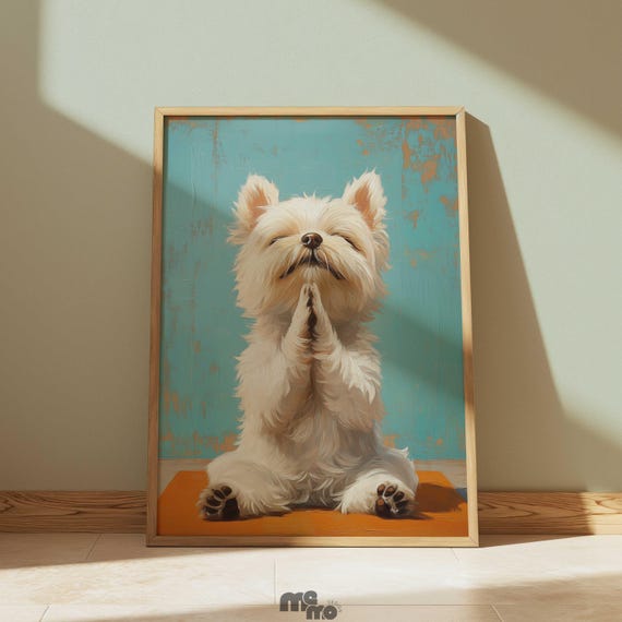 Shih Tzu Yoga Puppy Wall Art Meditating Dog Print Zen Decor For Pet Lovers Peaceful Poster Mindful Gift