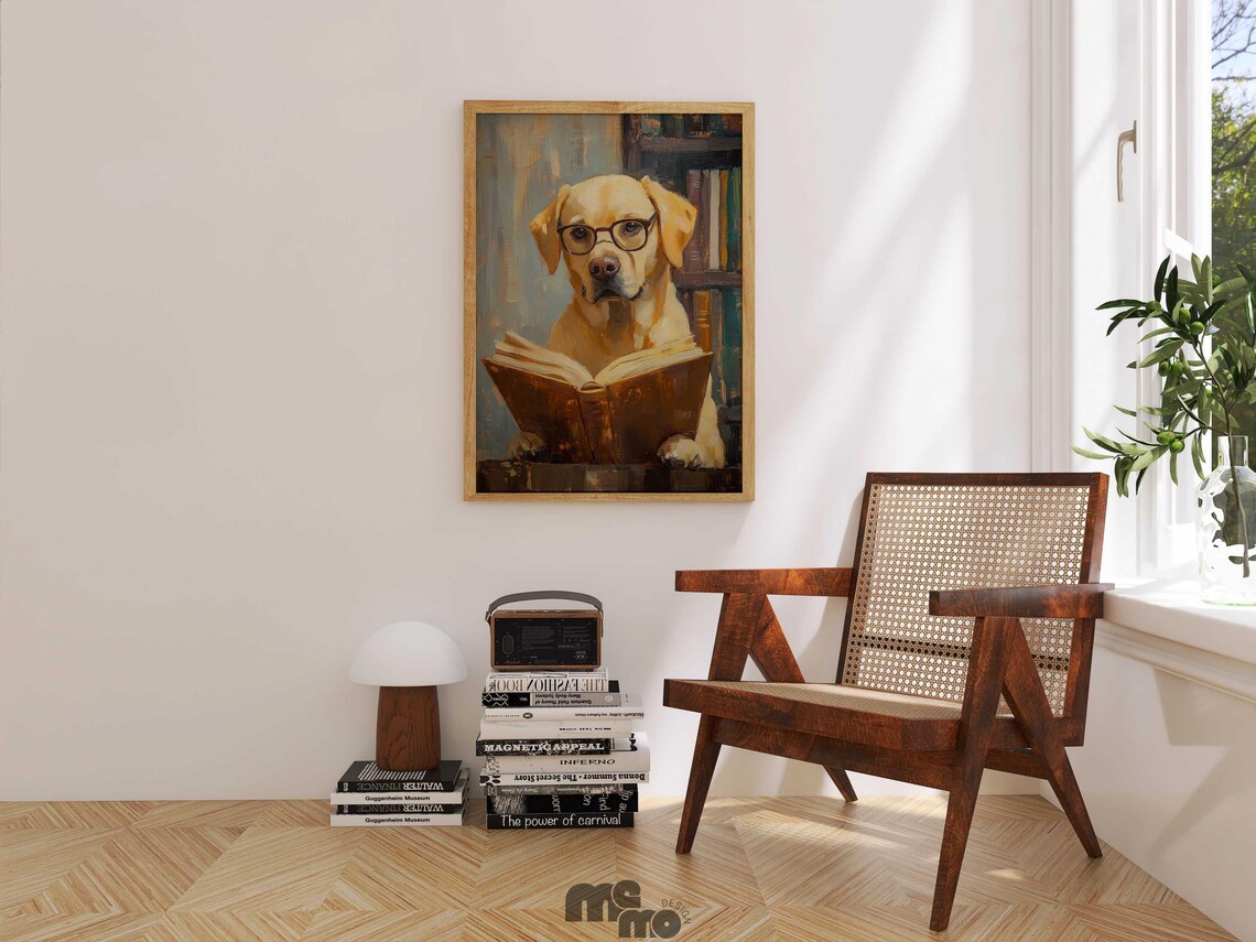 Labrador Reading Book, Funny Dog Library Decor - Image 2