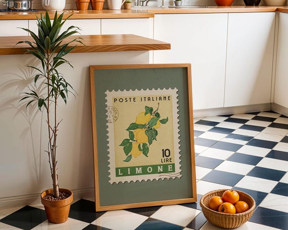 Lemon Poster, Retro Italian Food Art