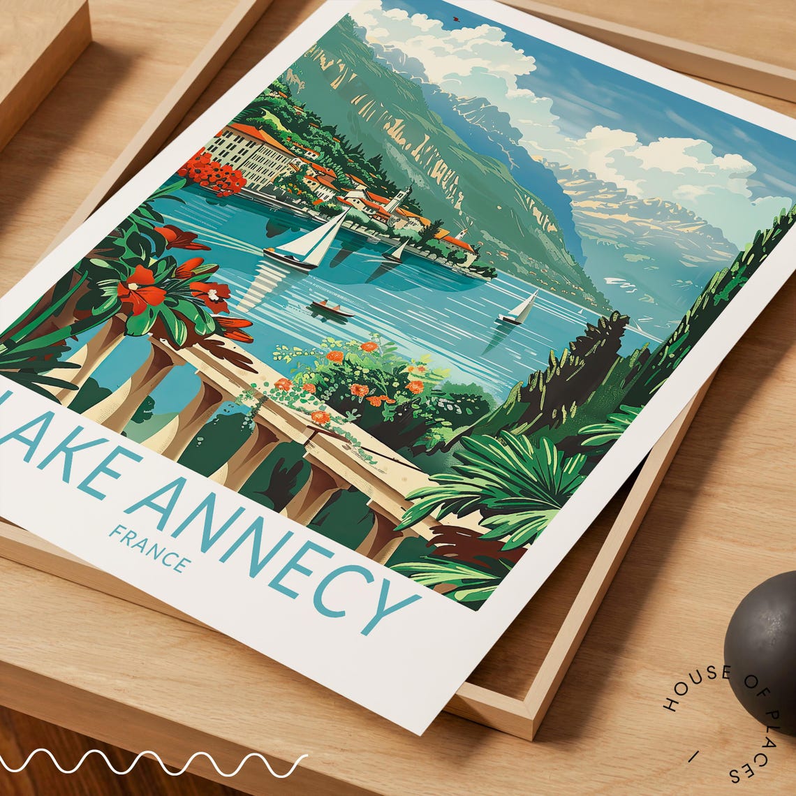 Lake Annecy Poster France Wall Art Lake Annecy Coast Travel Print France City Poster Personalised Gifts Wedding Present - Image 3