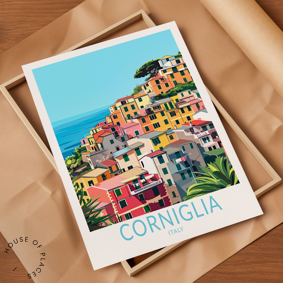 Corniglia Italy Colorful Cinque Terre Cliffside Village Travel Poster - Image 2