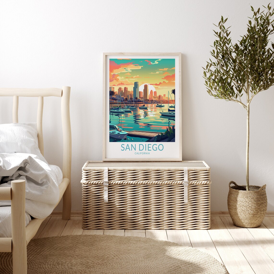 San Diego California Travel Poster, Coast Wall Art Print - Image 3
