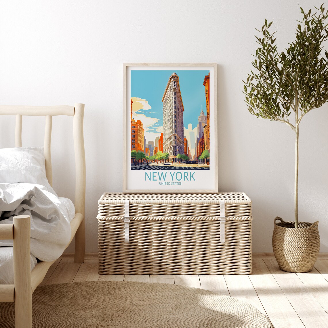 Flatiron Building New York City Sunny Street Scene Travel Poster - Image 3