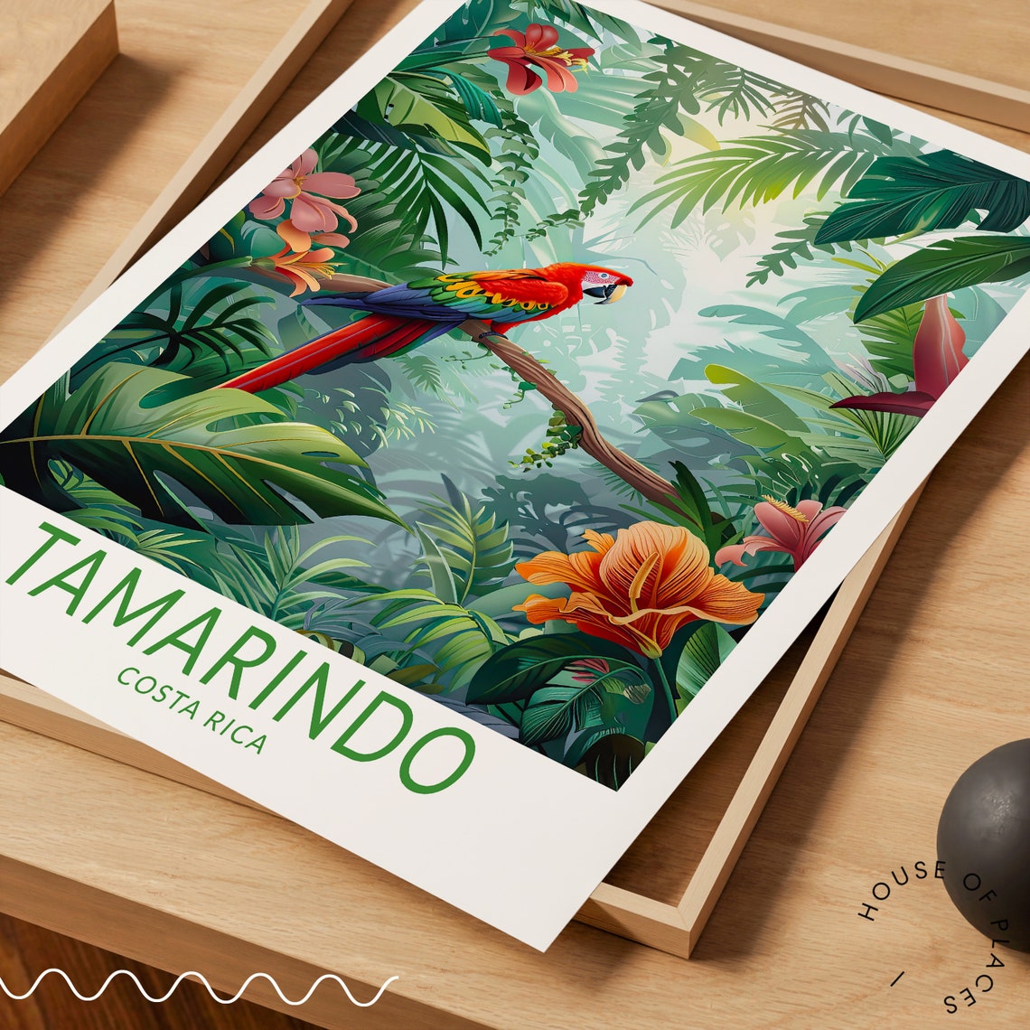 Tamarindo Costa Rica Scarlet Macaw Lush Rainforest Travel Poster - Image 3
