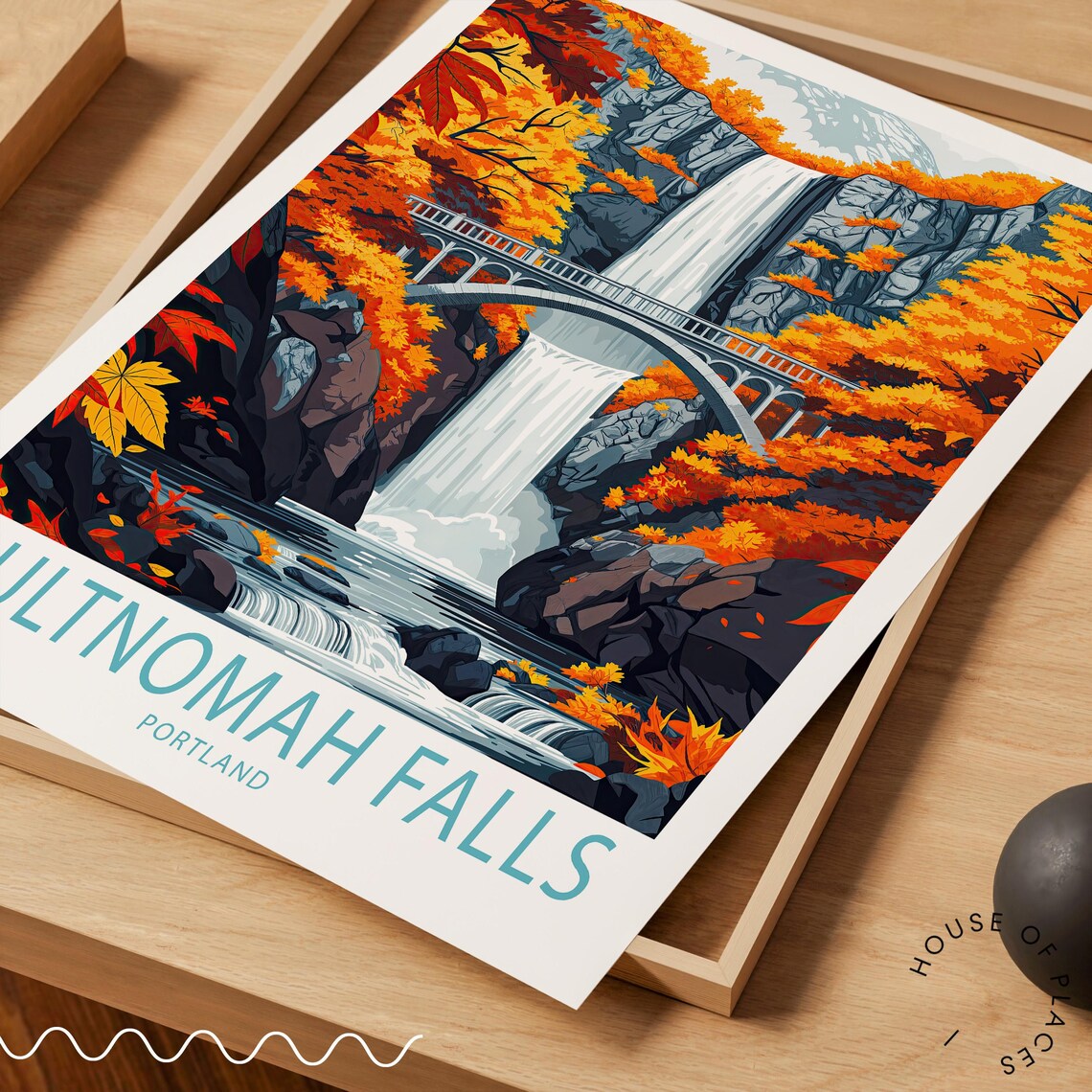 Multnomah Falls Travel Poster, Portland Wall Art Print - Image 3
