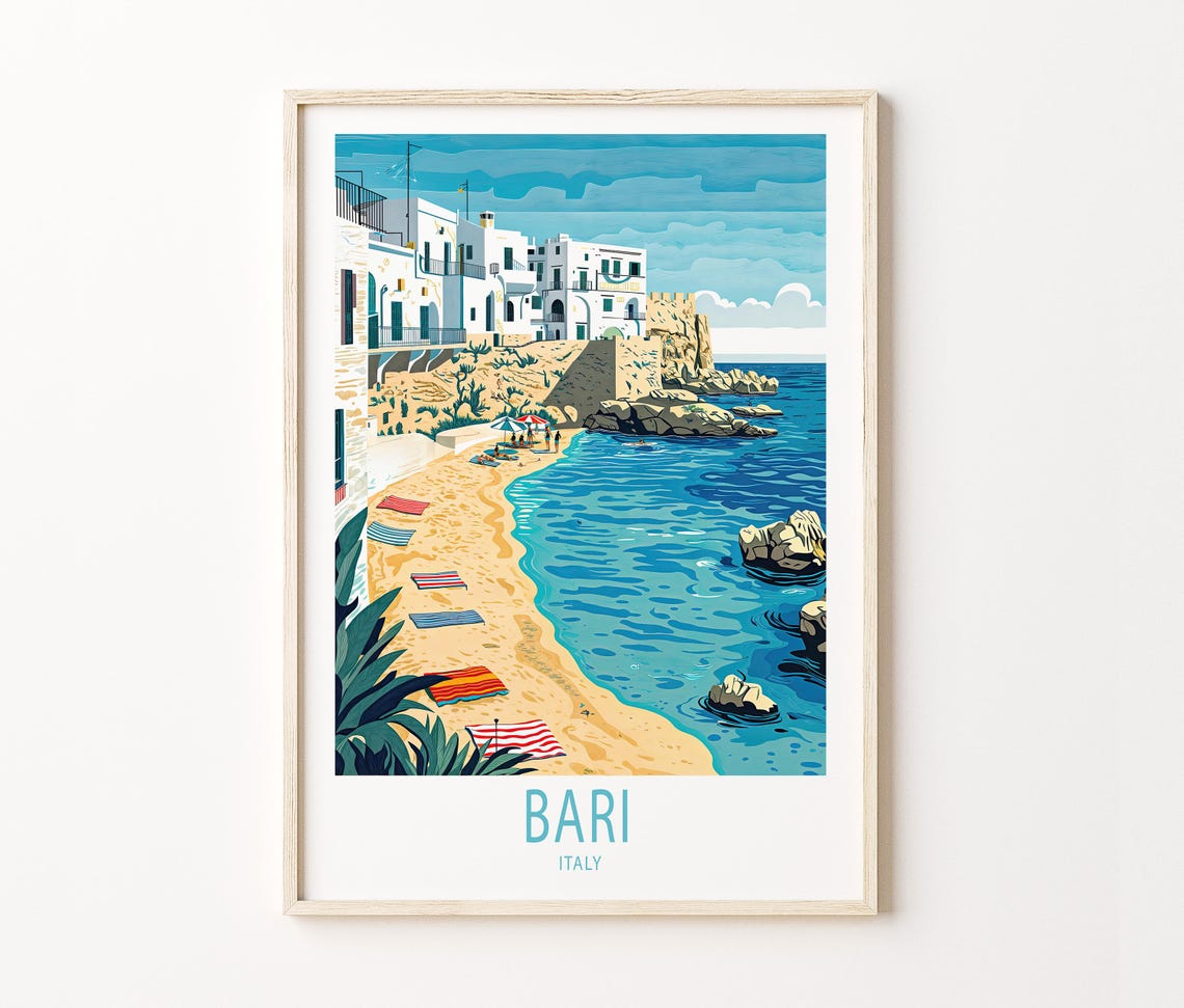 Bari Italy Old Town Beach Turquoise Water Seaside Travel Poster - Image 3