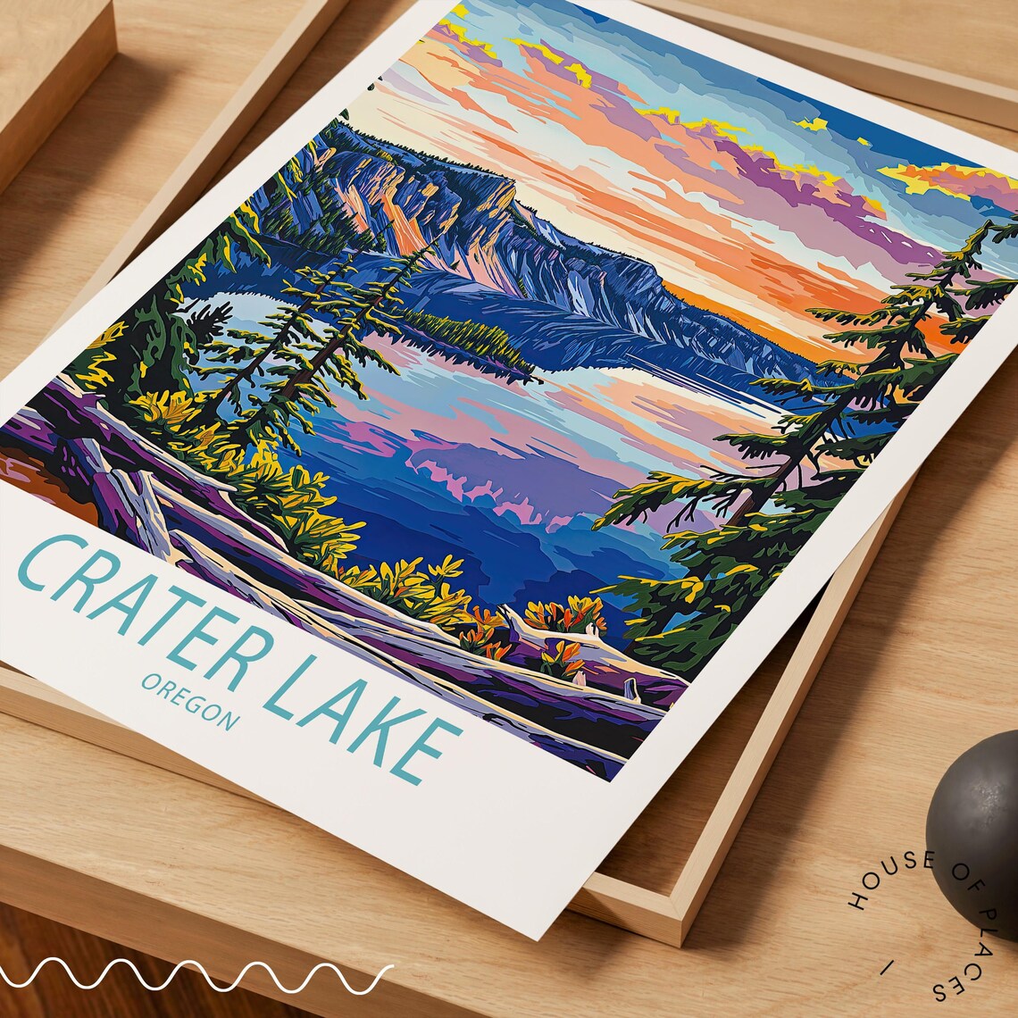 Crater Lake Travel Poster, Oregon National Park - Image 3