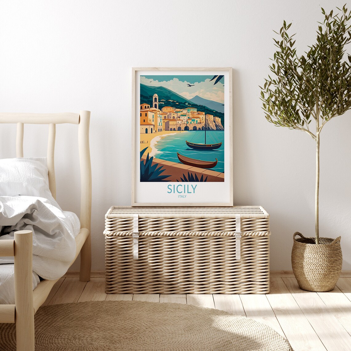 Sicily Italy Travel Poster, Coast Landscape Art Print - Image 3