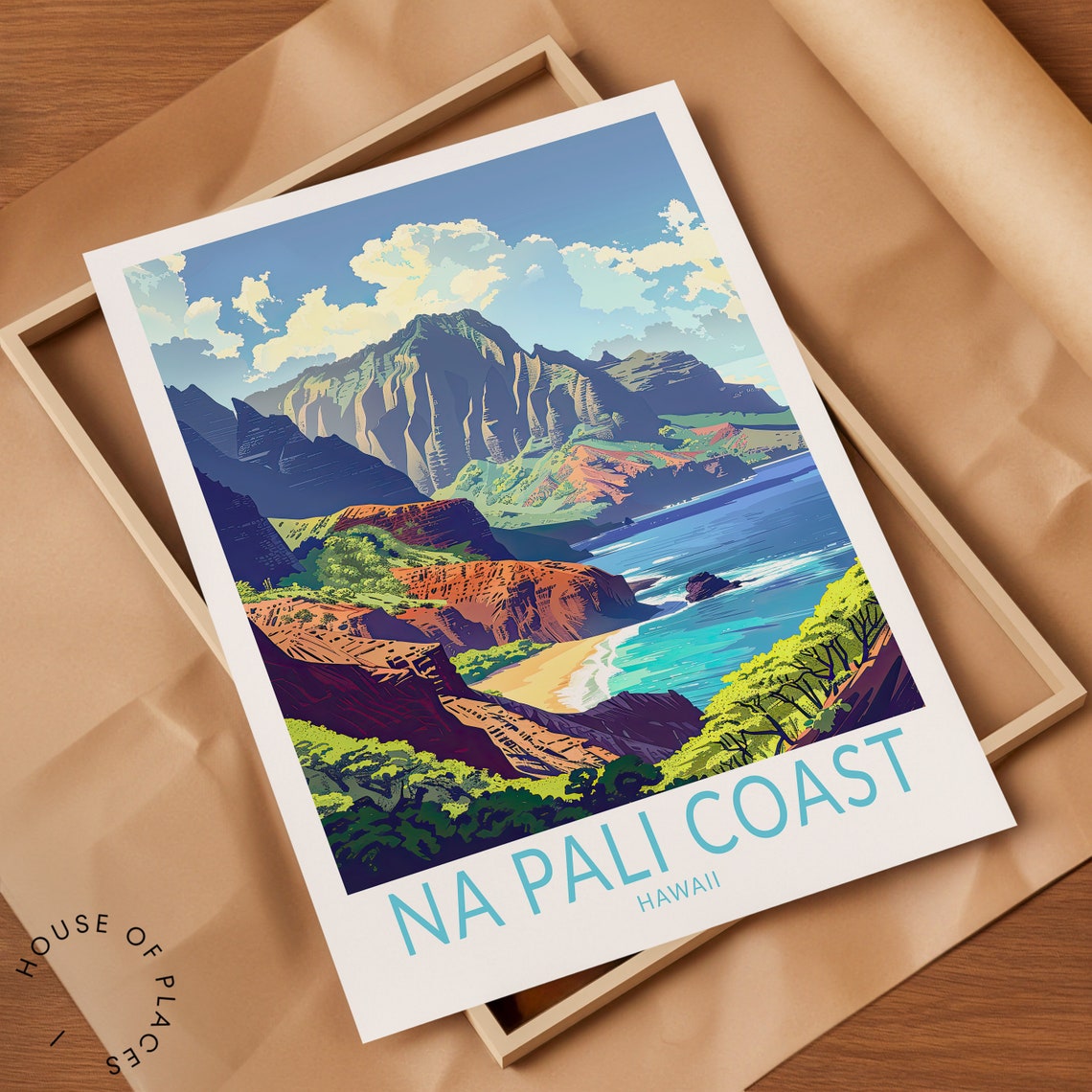 Na Pali Coast Hawaii Dramatic Sea Cliffs Vintage Travel Poster - Image 2