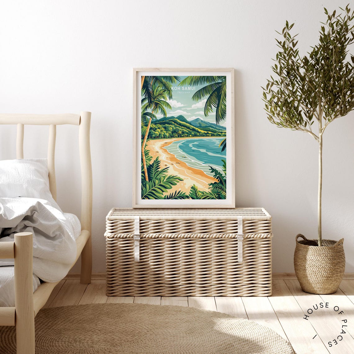 Koh Samui Thailand Palm Fringed Beach Golden Sand Bay View Poster - Image 2