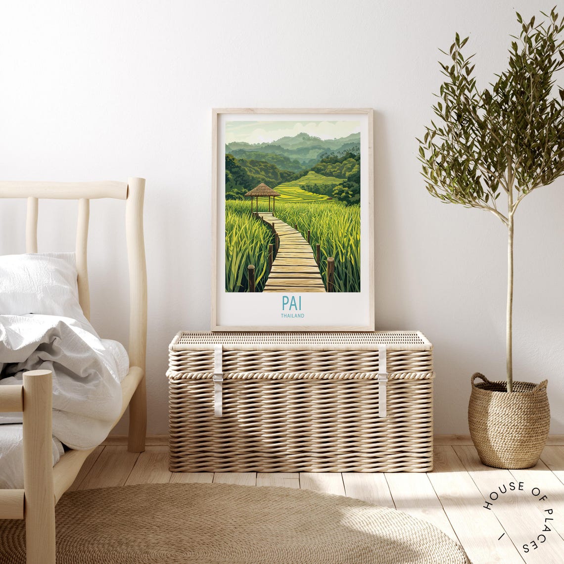 Pai Thailand Rice Terrace Bamboo Boardwalk Green Valley Art Poster - Image 2