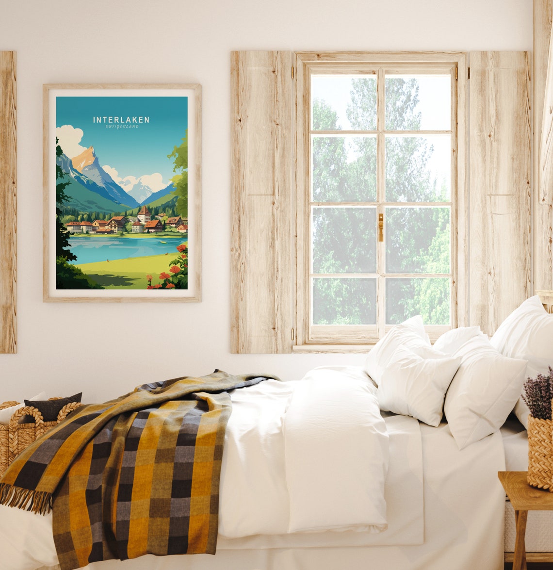 Interlaken Switzerland Travel Poster Switzerland Poster Print Switzerland Custom Travel Print Personalized Travel Poster Birthday Gifts - Image 2