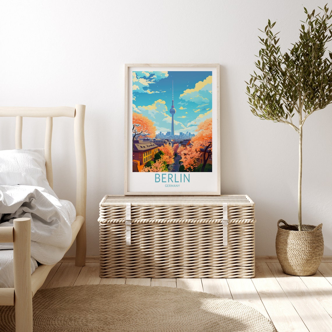 Berlin Germany TV Tower Cherry Blossom Spring Travel Art Poster - Image 3