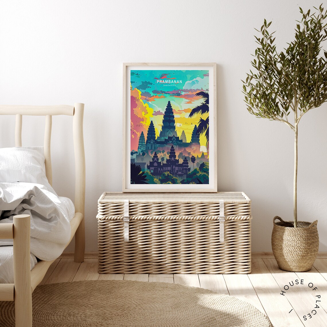Prambanan Indonesia Ancient Hindu Temple Sunset Travel Poster - Image 3