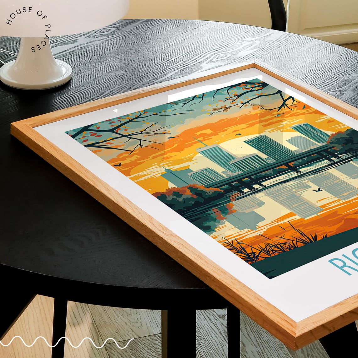 Richmond Virginia Golden Hour Skyline Bridge River Scene Poster - Image 3