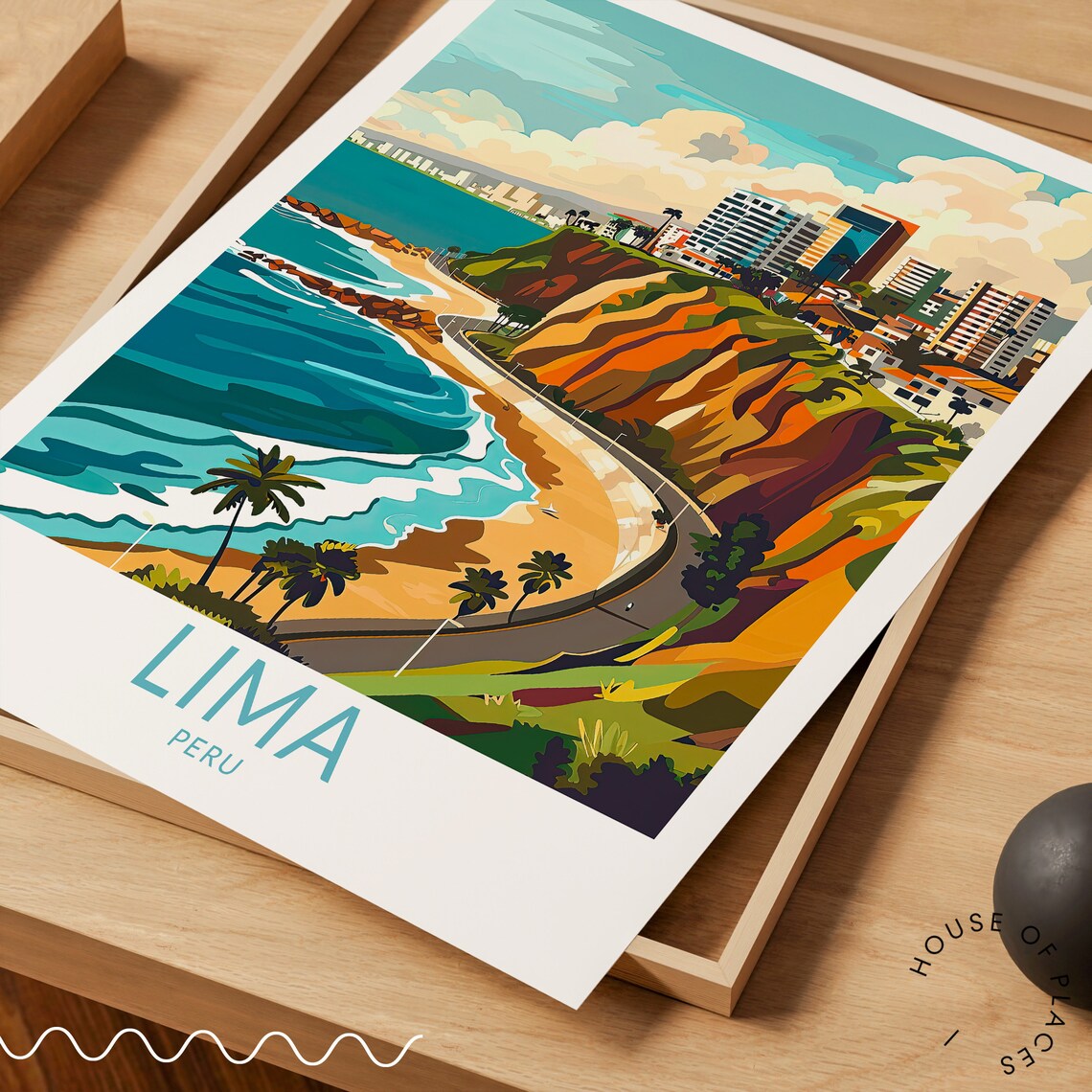 Lima Peru Travel Poster, Peru Coast Wall Art - Image 3