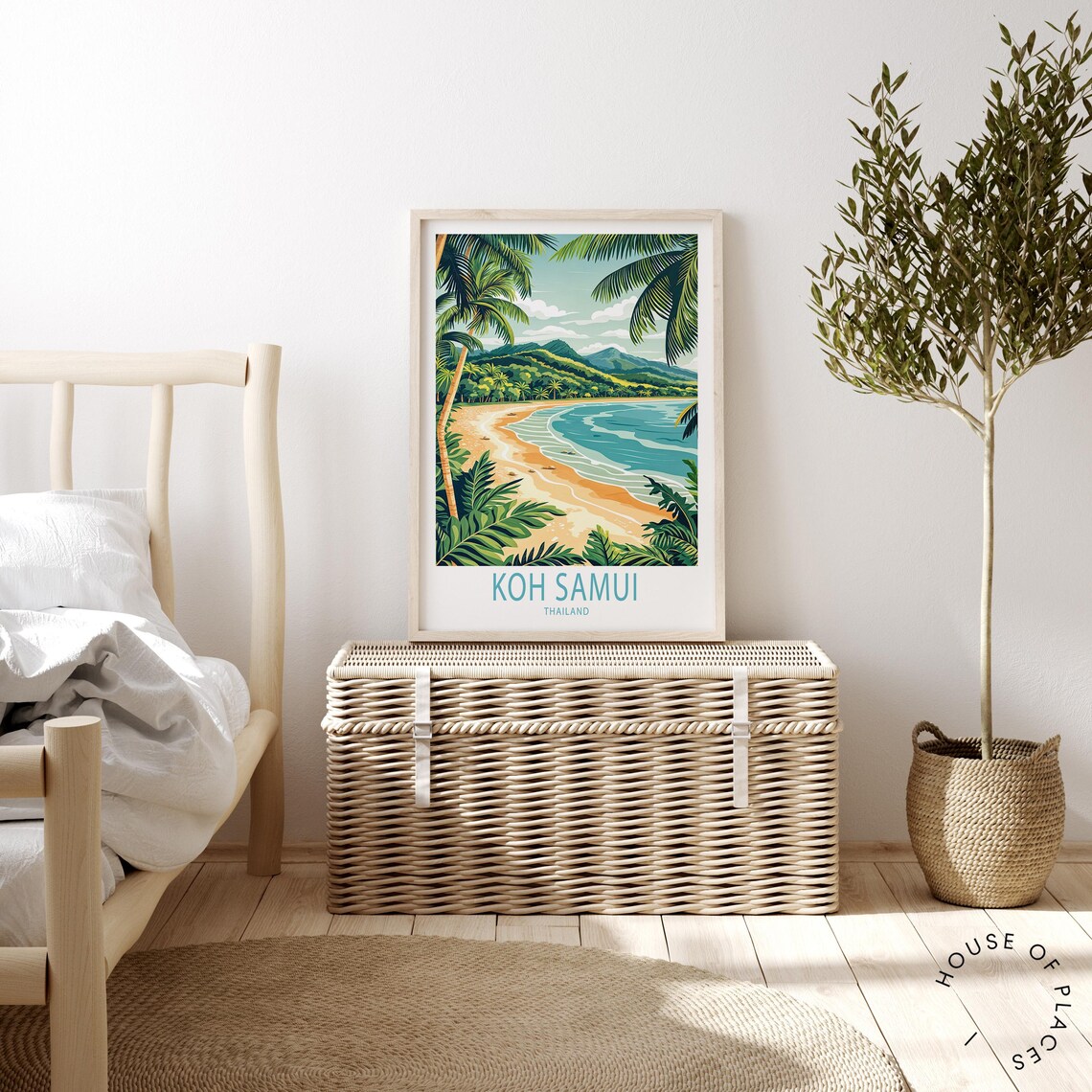 Koh Samui Thailand Tropical Beach Palm Grove Turquoise Water Poster - Image 2