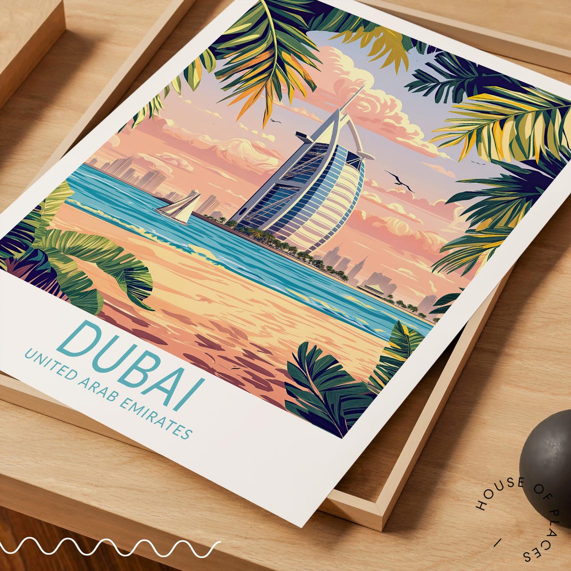 Dubai Burj Al Arab Beach Sunset United Arab Emirates Travel Poster - Image 3