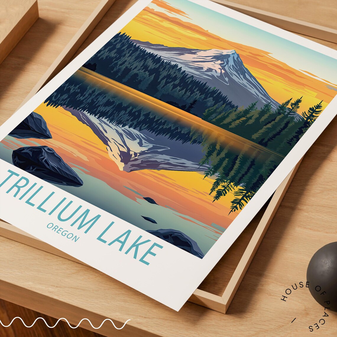 Trillium Lake Travel Poster, Oregon Wall Art Print - Image 3