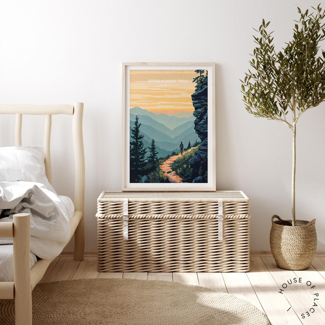 Appalachian Trail Hiker Sunset Ridge Mountain Journey Art Poster - Image 2