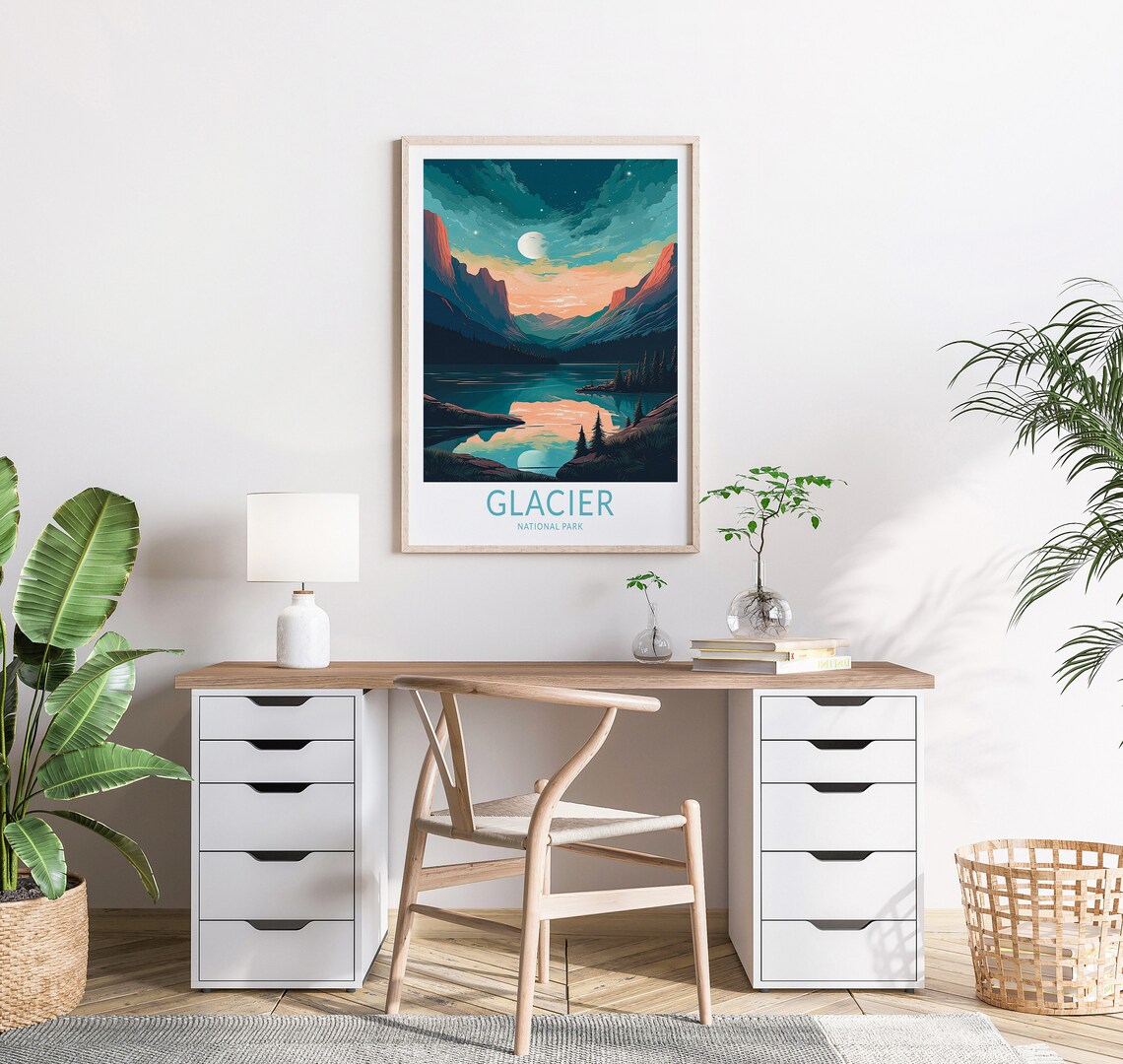 Glacier Montana Travel Poster, National Park Art Print - Image 2