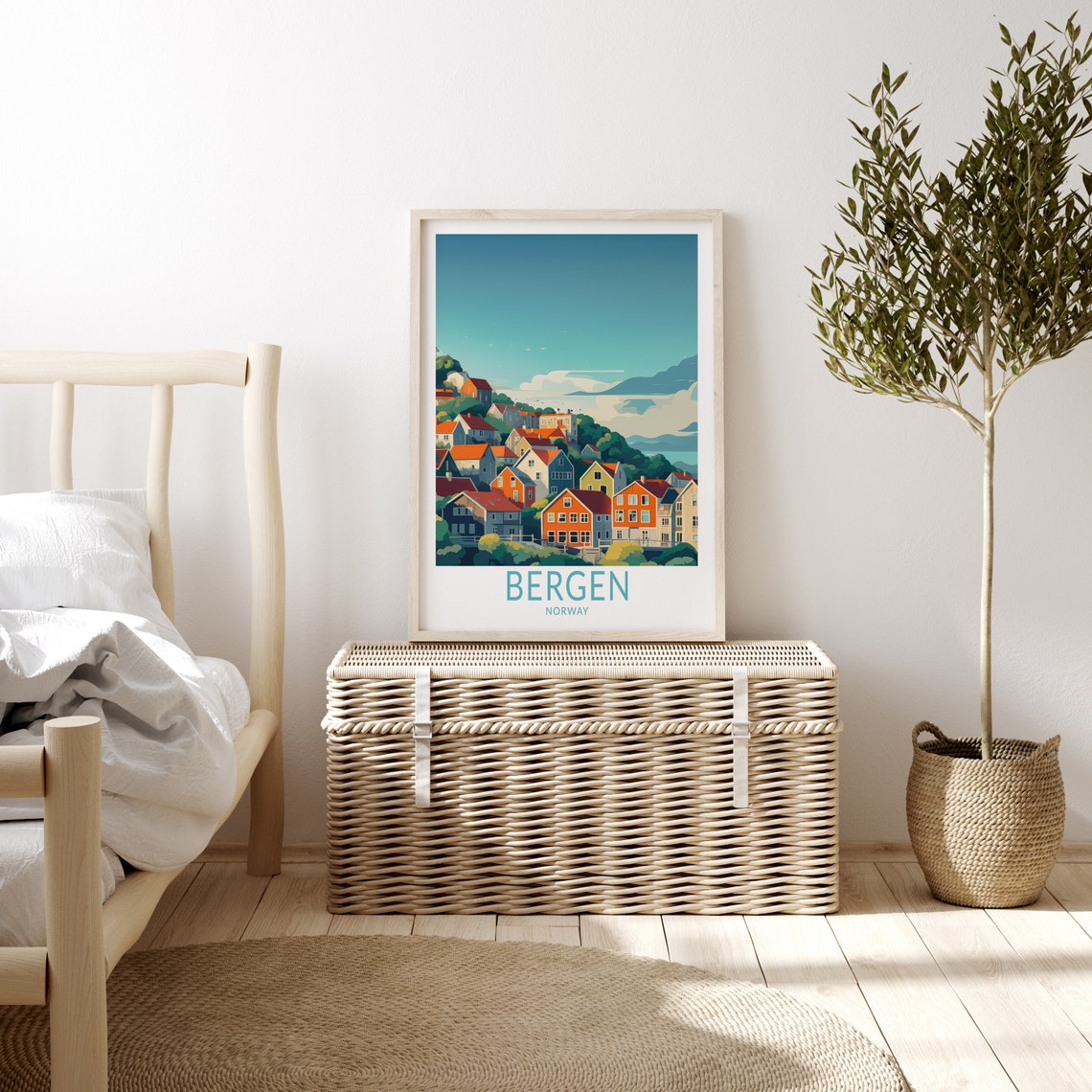Bergen Norway Travel Print Bergen Poster Print Bergen Norway Wall Art Bergen Trendy Travel Wall Decor Birthday Gifts - Image 3