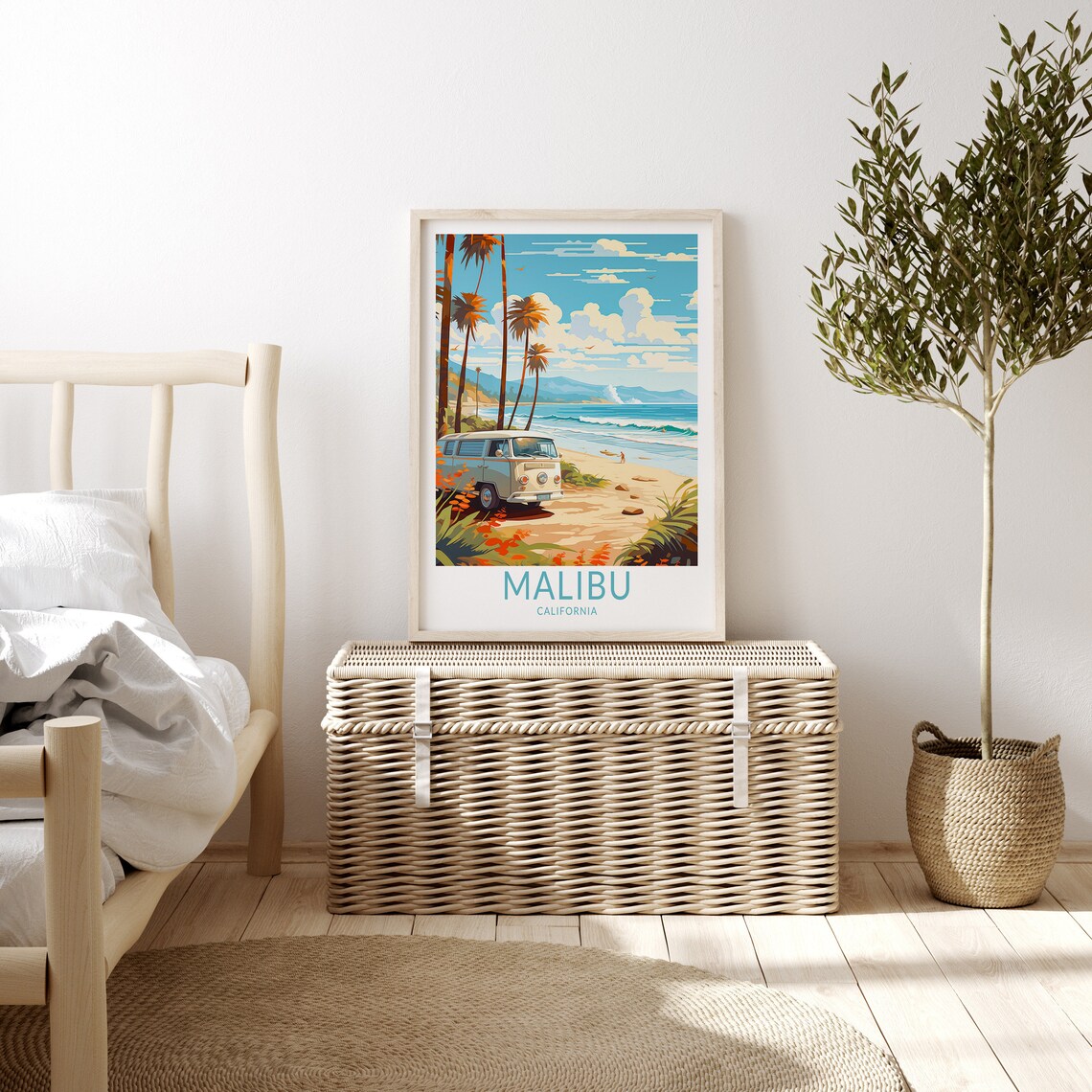 Malibu Coastal California Travel Poster, Wall Art Print - Image 3