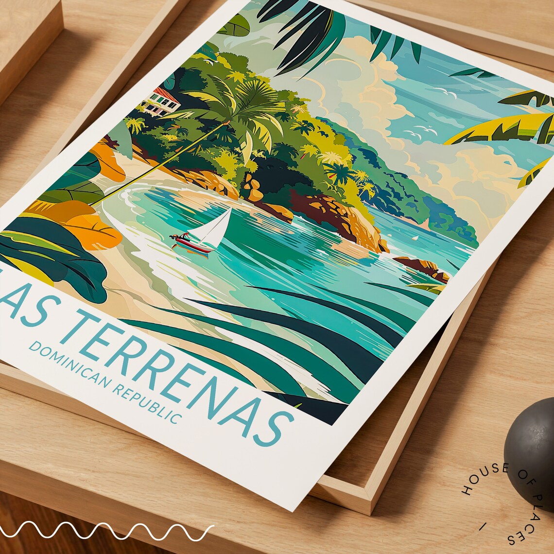 Las Terrenas Dominican Republic Tropical Cove Hideaway Travel Poster - Image 3